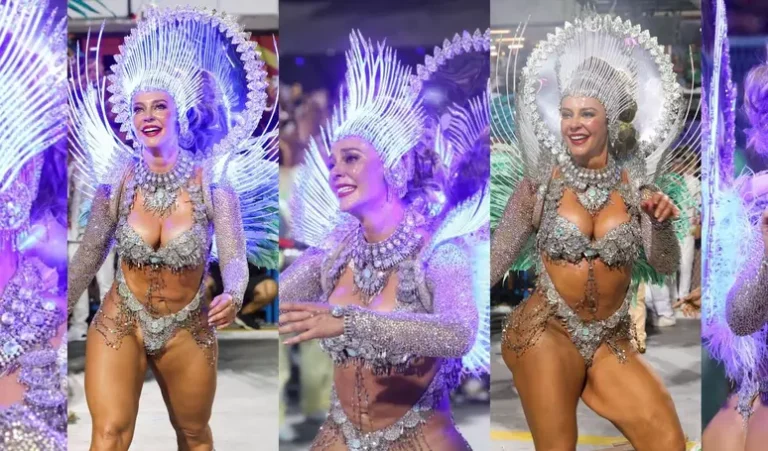 Paolla Oliveira brilha na Sapucaí em sua despedida como rainha da Grande Rio
