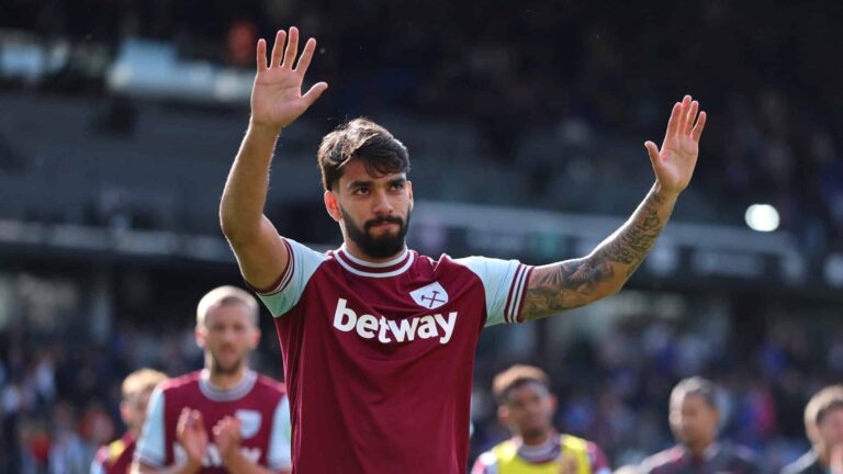 IPSWICH, ENGLAND - MAY 25: Lucas Paqueta of West Ham United acknowledges the fans following the Premier League match between Ipswich Town FC and West Ham United FC at Portman Road on May 25, 2025 in Ipswich, England. (Photo by Richard Pelham/Getty Images)