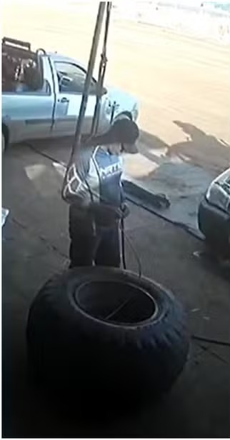 Pneu explode durante calibragem e arremessa borracheiro em Porteirão